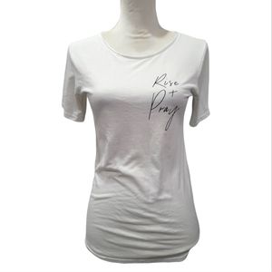 NHIM White "Rise + Pray" T-Shirt Size XS